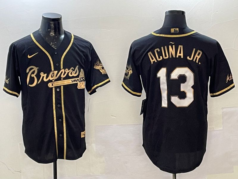 Men Atlanta Braves #13 Acuna jr Black gold Game 2025 Nike MLB Jersey style 4->atlanta braves->MLB Jersey